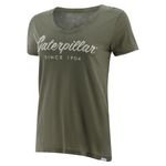 Cat-logo-script-v-neck-tee-marshland-heather-Oliva---L-1