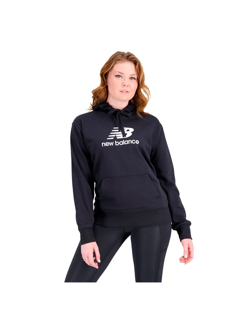 New Balance Canguro Essentials Stacked Logo French Terry Hoodie - L- WT31533BK-BK-L-1