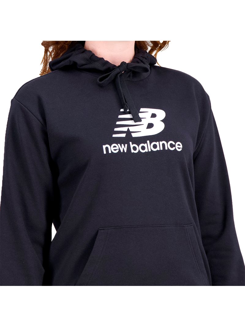 New Balance Canguro Essentials Stacked Logo French Terry Hoodie - XS- WT31533BK-BK-XS-4