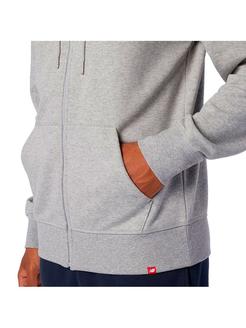 New Balance Nb Essentials Stacked Full Zip Hoodie Gray - L-4