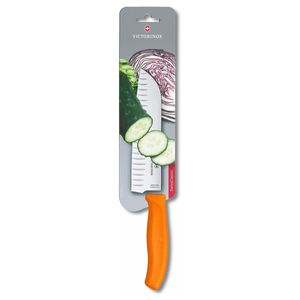 Cuchillo Victorinox Swiss Classic Santoku con filo con alvéolos Mango Naranja