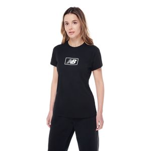 Remera Mangas Cortas New Balance - Mujer Essentials Athletic Negro