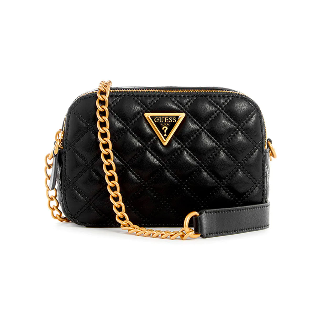 GUESS Giully Camera Bag – Schwarze Umhängetasche Im Gesteppten Design Mit Kette