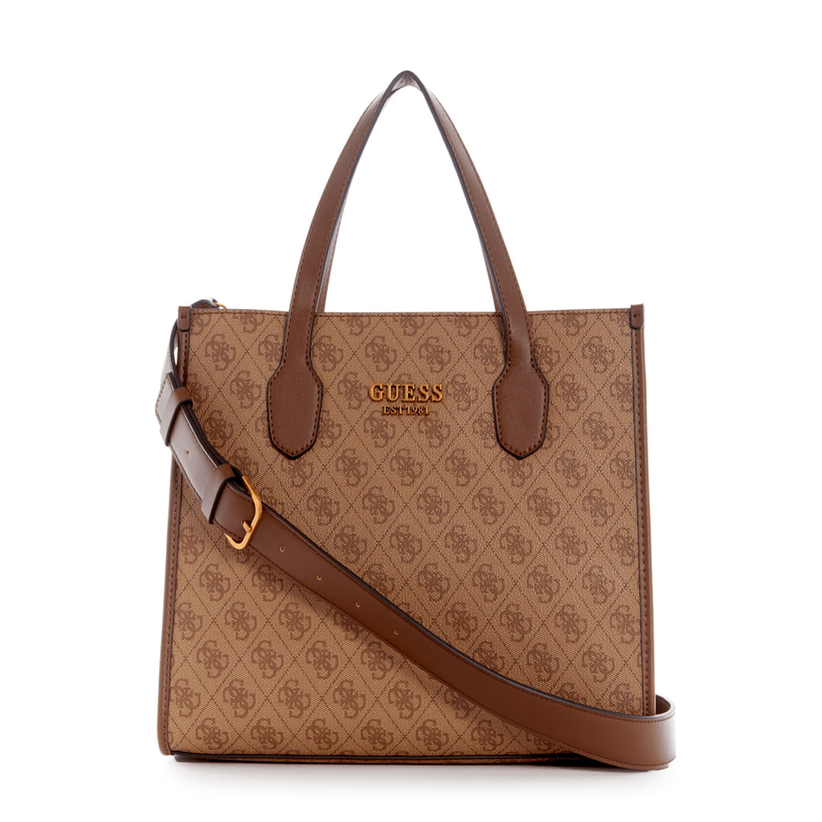 Bolso Guess Mujer Silvana Small Tote Marrón Oscuro My Shuzz