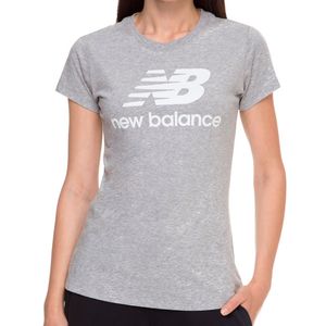 Remera New Balance Mujer Essentials Stacked Gris