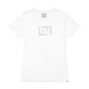 Remera Cat Mujer Metallic Logo Blanco
