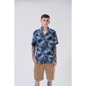 Camisa MC Double O Estampado Azul - Hombre