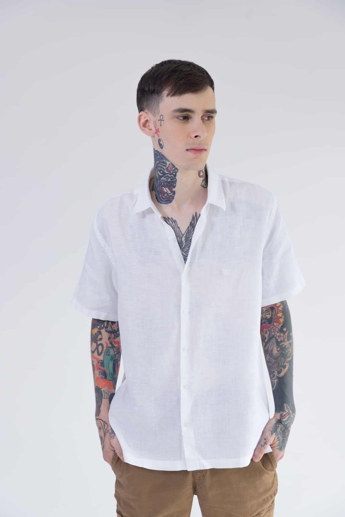 Camisa Mangas Cortas Double O Hombre, Regular - Blanco - My Shuzz ...