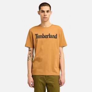 Remera Timberland Hombre Linear Logo Tee Naranja