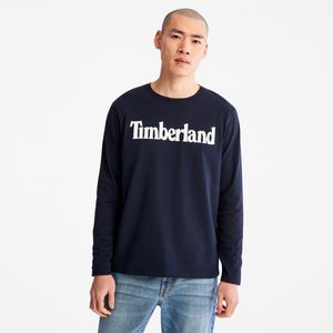 Remera Timberland Hombre Logo Lin Ring Azul