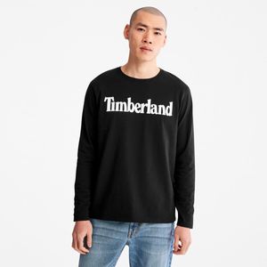 Remera Timberland Hombre Logo Lin Ring Negro