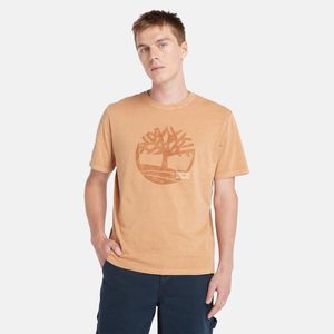 Remera Timberland Hombre Garment Dye Logo Naranja