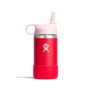 Termo Hydro Flask Unisex 12 OZ Kids Wide Mouth Straw Cap And Boot Goji Rojo