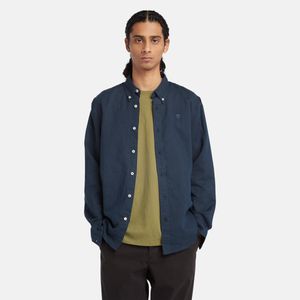 Camisa Timberland Hombre Lovell de Lino y Algodón Azul