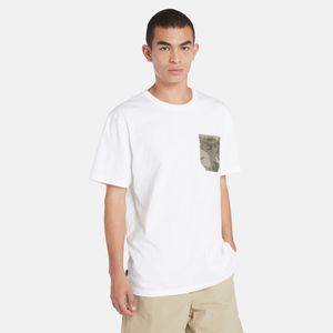 Remera Timberland Hombre Camo Chest Pocket Blanco