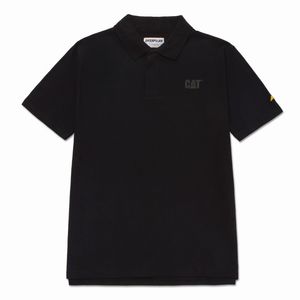 Polo Cat Hombre Cat Logo Pique Negro