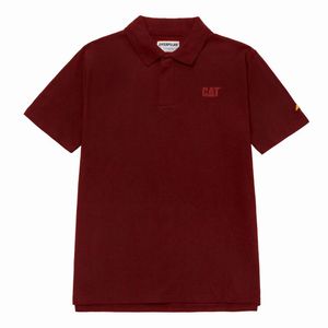 Polo Cat Hombre Cat Logo Pique Bordo
