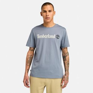 Remera Timberland Hombre con Logo Lineal Celeste
