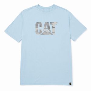 Remera Cat Hombre Cat Logo Celeste