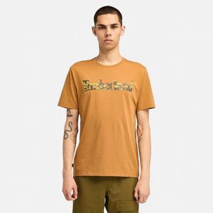 Remera Timberland Hombre Wordmark Camo Naranja