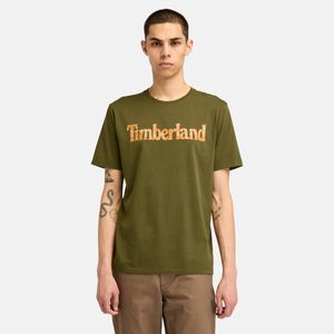 Remera Timberland Hombre Wordmark Camo Verde