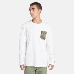 Remera Timberland Hombre Camo Pocket Blanco