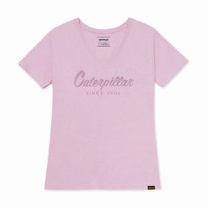 Remera Cat Mujer Caterpillar Script V-Neck Tee Rosa