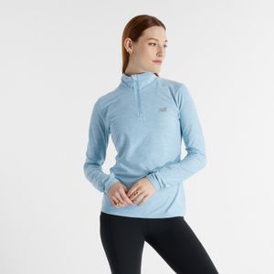 Remera New Balance Mujer Space Dye Quarter Zip Celeste