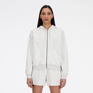 Campera New Balance Mujer Essentials Frenchterry Fullzip Gris