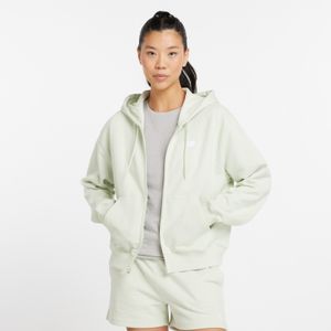 Campera New Balance Mujer Essentials Frenchterry Fullzip Verde