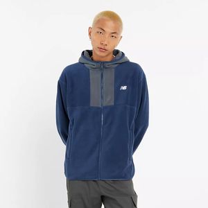 Campera New Balance Hombre Polar Fleece Hooded Jacket Azul Marino