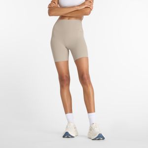 Ciclista New Balance Mujer Ribbed High Rise Short 6 Beige