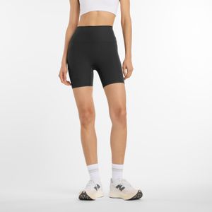 Ciclista New Balance Mujer Ribbed High Rise Short 6 Negro