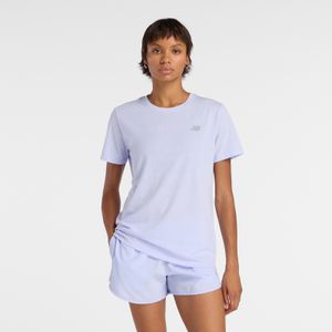 Remera New Balance Mujer Essentials Heathertech Tshirt Celeste