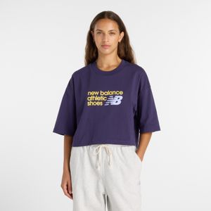 Remera New Balance Mujer Premium Chest Cropped Tshirt Purpura