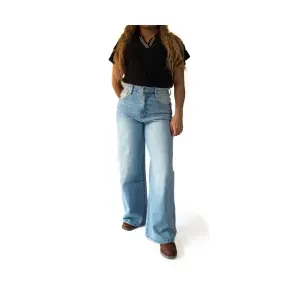 Jeans Cat Mujer Denim Wide Leg Celeste