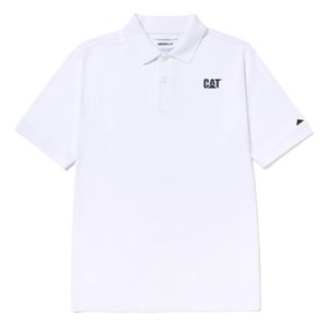 Polo Cat Hombre Cat Logo Jersey Polo Blanco